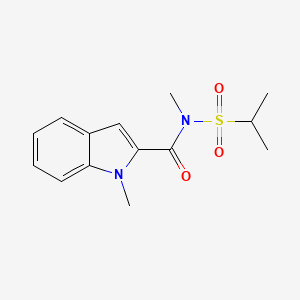 molecular formula C14H18N2O3S B7583704 N,1-dimethyl-N-propan-2-ylsulfonylindole-2-carboxamide 