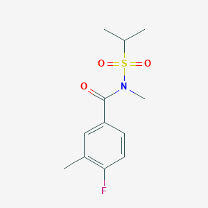 molecular formula C12H16FNO3S B7583711 4-fluoro-N,3-dimethyl-N-propan-2-ylsulfonylbenzamide 