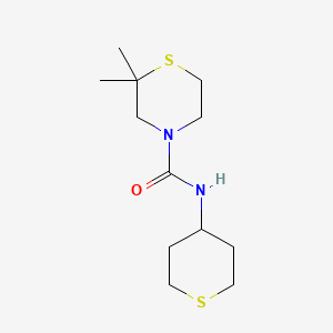 molecular formula C12H22N2OS2 B7583801 2,2-dimethyl-N-(thian-4-yl)thiomorpholine-4-carboxamide 