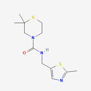 molecular formula C12H19N3OS2 B7583807 2,2-dimethyl-N-[(2-methyl-1,3-thiazol-5-yl)methyl]thiomorpholine-4-carboxamide 