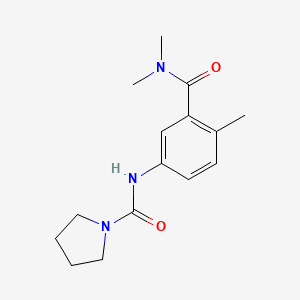 molecular formula C15H21N3O2 B7583835 N-[3-(dimethylcarbamoyl)-4-methylphenyl]pyrrolidine-1-carboxamide 