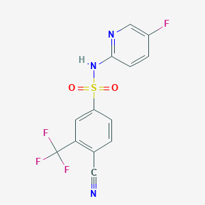 molecular formula C13H7F4N3O2S B7583836 4-cyano-N-(5-fluoropyridin-2-yl)-3-(trifluoromethyl)benzenesulfonamide 
