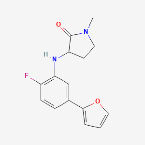 molecular formula C15H15FN2O2 B7583838 3-[2-Fluoro-5-(furan-2-yl)anilino]-1-methylpyrrolidin-2-one 