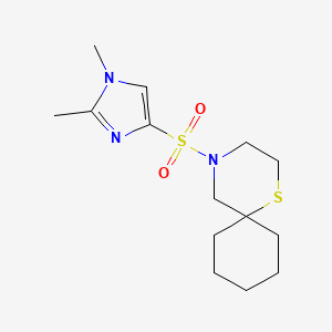 molecular formula C14H23N3O2S2 B7583841 4-(1,2-Dimethylimidazol-4-yl)sulfonyl-1-thia-4-azaspiro[5.5]undecane 