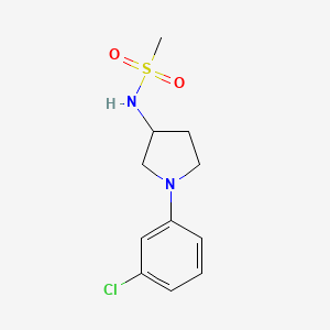 molecular formula C11H15ClN2O2S B7583850 N-[1-(3-chlorophenyl)pyrrolidin-3-yl]methanesulfonamide 