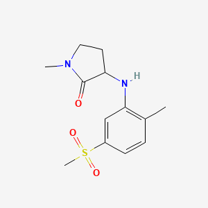 molecular formula C13H18N2O3S B7583859 1-Methyl-3-(2-methyl-5-methylsulfonylanilino)pyrrolidin-2-one 