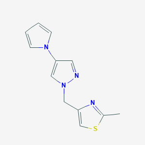 molecular formula C12H12N4S B7583878 2-Methyl-4-[(4-pyrrol-1-ylpyrazol-1-yl)methyl]-1,3-thiazole 