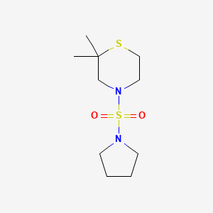 molecular formula C10H20N2O2S2 B7583890 2,2-Dimethyl-4-pyrrolidin-1-ylsulfonylthiomorpholine 