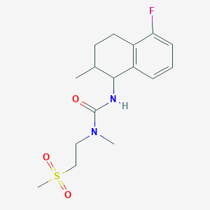 molecular formula C16H23FN2O3S B7583896 3-(5-Fluoro-2-methyl-1,2,3,4-tetrahydronaphthalen-1-yl)-1-methyl-1-(2-methylsulfonylethyl)urea 