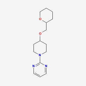 molecular formula C15H23N3O2 B7584031 2-[4-(Oxan-2-ylmethoxy)piperidin-1-yl]pyrimidine 