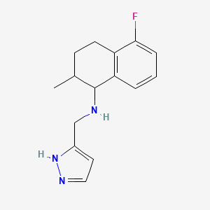 molecular formula C15H18FN3 B7584192 5-fluoro-2-methyl-N-(1H-pyrazol-5-ylmethyl)-1,2,3,4-tetrahydronaphthalen-1-amine 