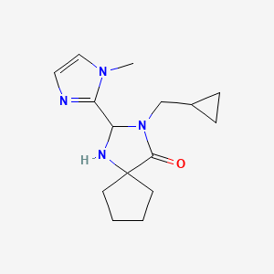 molecular formula C15H22N4O B7584220 3-(Cyclopropylmethyl)-2-(1-methylimidazol-2-yl)-1,3-diazaspiro[4.4]nonan-4-one 