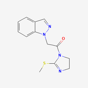 molecular formula C13H14N4OS B7584298 2-Indazol-1-yl-1-(2-methylsulfanyl-4,5-dihydroimidazol-1-yl)ethanone 