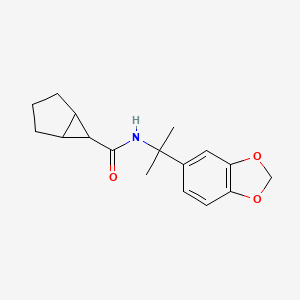 molecular formula C17H21NO3 B7584416 N-[2-(1,3-benzodioxol-5-yl)propan-2-yl]bicyclo[3.1.0]hexane-6-carboxamide 