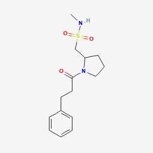 molecular formula C15H22N2O3S B7584423 N-methyl-1-[1-(3-phenylpropanoyl)pyrrolidin-2-yl]methanesulfonamide 