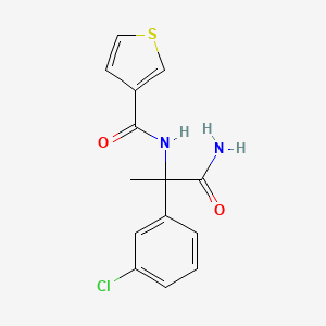 molecular formula C14H13ClN2O2S B7584446 N-[1-amino-2-(3-chlorophenyl)-1-oxopropan-2-yl]thiophene-3-carboxamide 
