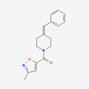 molecular formula C17H18N2O2 B7584459 (4-Benzylidenepiperidin-1-yl)-(3-methyl-1,2-oxazol-5-yl)methanone 