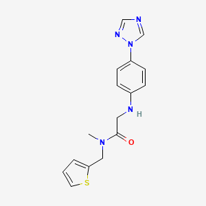 molecular formula C16H17N5OS B7584677 N-methyl-N-(thiophen-2-ylmethyl)-2-[4-(1,2,4-triazol-1-yl)anilino]acetamide 