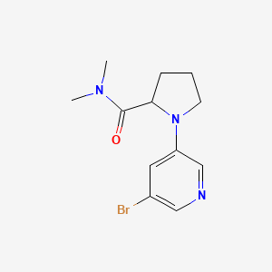 molecular formula C12H16BrN3O B7584716 1-(5-bromopyridin-3-yl)-N,N-dimethylpyrrolidine-2-carboxamide 