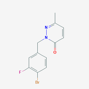 molecular formula C12H10BrFN2O B7584755 2-[(4-Bromo-3-fluorophenyl)methyl]-6-methylpyridazin-3-one 