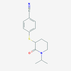 molecular formula C15H18N2OS B7584784 4-(2-Oxo-1-propan-2-ylpiperidin-3-yl)sulfanylbenzonitrile 