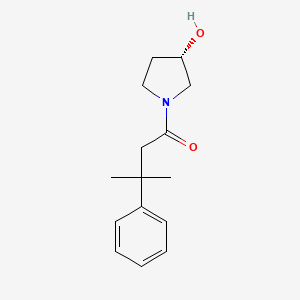molecular formula C15H21NO2 B7584804 1-[(3S)-3-hydroxypyrrolidin-1-yl]-3-methyl-3-phenylbutan-1-one 