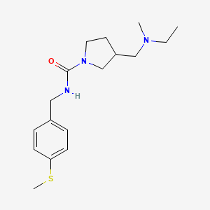 molecular formula C17H27N3OS B7584840 3-[[ethyl(methyl)amino]methyl]-N-[(4-methylsulfanylphenyl)methyl]pyrrolidine-1-carboxamide 