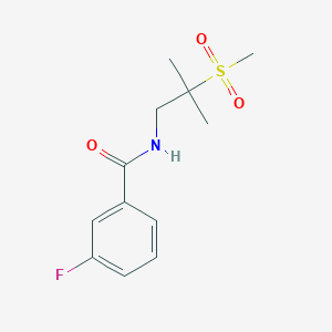 molecular formula C12H16FNO3S B7584848 3-fluoro-N-(2-methyl-2-methylsulfonylpropyl)benzamide 