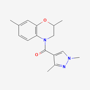 molecular formula C16H19N3O2 B7584865 (2,7-Dimethyl-2,3-dihydro-1,4-benzoxazin-4-yl)-(1,3-dimethylpyrazol-4-yl)methanone 