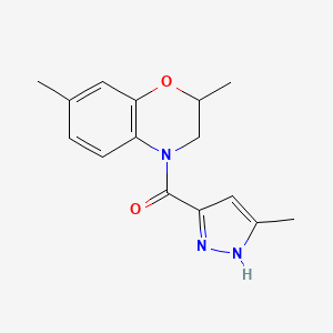 molecular formula C15H17N3O2 B7584871 (2,7-dimethyl-2,3-dihydro-1,4-benzoxazin-4-yl)-(5-methyl-1H-pyrazol-3-yl)methanone 