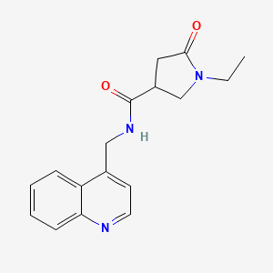 molecular formula C17H19N3O2 B7584881 1-ethyl-5-oxo-N-(quinolin-4-ylmethyl)pyrrolidine-3-carboxamide 