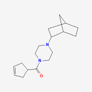 molecular formula C17H26N2O B7584884 [4-(2-Bicyclo[2.2.1]heptanyl)piperazin-1-yl]-cyclopent-3-en-1-ylmethanone 