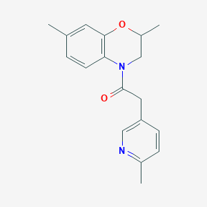 molecular formula C18H20N2O2 B7584888 1-(2,7-Dimethyl-2,3-dihydro-1,4-benzoxazin-4-yl)-2-(6-methylpyridin-3-yl)ethanone 