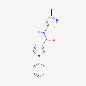 molecular formula C14H12N4OS B7584961 N-(3-methyl-1,2-thiazol-5-yl)-1-phenylpyrazole-3-carboxamide 