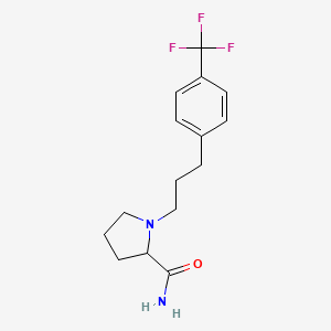 molecular formula C15H19F3N2O B7584965 1-[3-[4-(Trifluoromethyl)phenyl]propyl]pyrrolidine-2-carboxamide 