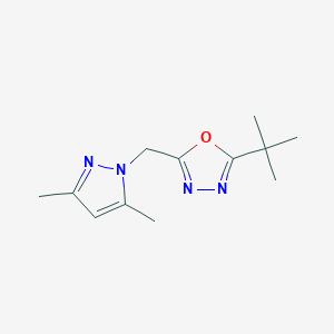 molecular formula C12H18N4O B7584999 2-Tert-butyl-5-[(3,5-dimethylpyrazol-1-yl)methyl]-1,3,4-oxadiazole 