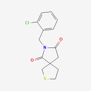 molecular formula C14H14ClNO2S B7585043 2-[(2-Chlorophenyl)methyl]-7-thia-2-azaspiro[4.4]nonane-1,3-dione 