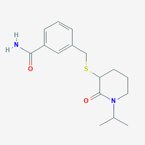 molecular formula C16H22N2O2S B7585081 3-[(2-Oxo-1-propan-2-ylpiperidin-3-yl)sulfanylmethyl]benzamide 