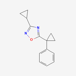molecular formula C14H14N2O B7585189 3-Cyclopropyl-5-(1-phenylcyclopropyl)-1,2,4-oxadiazole 