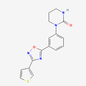 molecular formula C16H14N4O2S B7585207 1-[3-(3-Thiophen-3-yl-1,2,4-oxadiazol-5-yl)phenyl]-1,3-diazinan-2-one 
