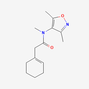 molecular formula C14H20N2O2 B7585238 2-(cyclohexen-1-yl)-N-(3,5-dimethyl-1,2-oxazol-4-yl)-N-methylacetamide 