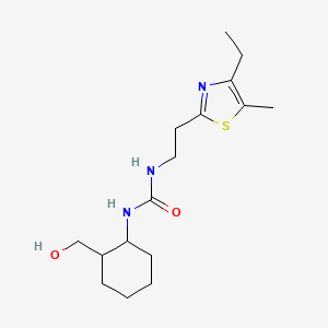 molecular formula C16H27N3O2S B7585248 1-[2-(4-Ethyl-5-methyl-1,3-thiazol-2-yl)ethyl]-3-[2-(hydroxymethyl)cyclohexyl]urea 