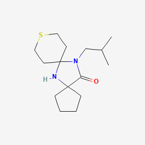 molecular formula C15H26N2OS B7585286 13-(2-Methylpropyl)-10-thia-6,13-diazadispiro[4.1.57.25]tetradecan-14-one 