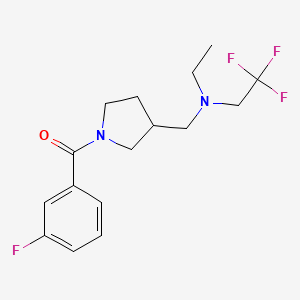 molecular formula C16H20F4N2O B7585323 [3-[[Ethyl(2,2,2-trifluoroethyl)amino]methyl]pyrrolidin-1-yl]-(3-fluorophenyl)methanone 