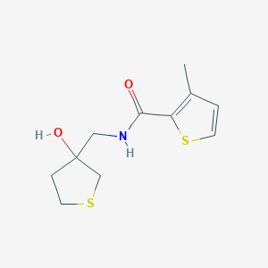molecular formula C11H15NO2S2 B7585339 N-[(3-hydroxythiolan-3-yl)methyl]-3-methylthiophene-2-carboxamide 