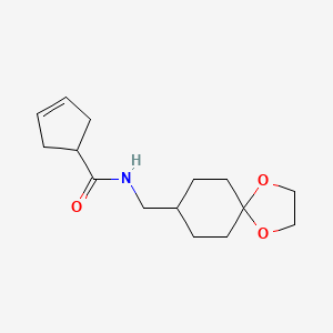 molecular formula C15H23NO3 B7585347 N-(1,4-dioxaspiro[4.5]decan-8-ylmethyl)cyclopent-3-ene-1-carboxamide 