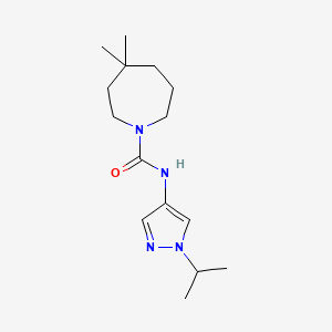 molecular formula C15H26N4O B7585399 4,4-dimethyl-N-(1-propan-2-ylpyrazol-4-yl)azepane-1-carboxamide 