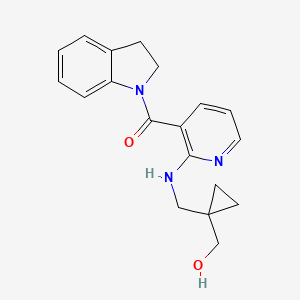 molecular formula C19H21N3O2 B7585405 2,3-Dihydroindol-1-yl-[2-[[1-(hydroxymethyl)cyclopropyl]methylamino]pyridin-3-yl]methanone 