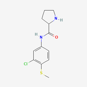 molecular formula C12H15ClN2OS B7585446 N-(3-chloro-4-methylsulfanylphenyl)pyrrolidine-2-carboxamide 