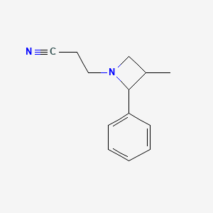 molecular formula C13H16N2 B7585451 3-(3-Methyl-2-phenylazetidin-1-yl)propanenitrile 